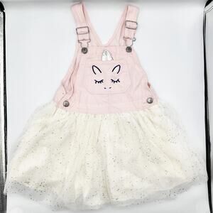 Classic OshKosh B'gosh Vestback Unicorn Detail Denim & Tulle Skirtall Dress 5T